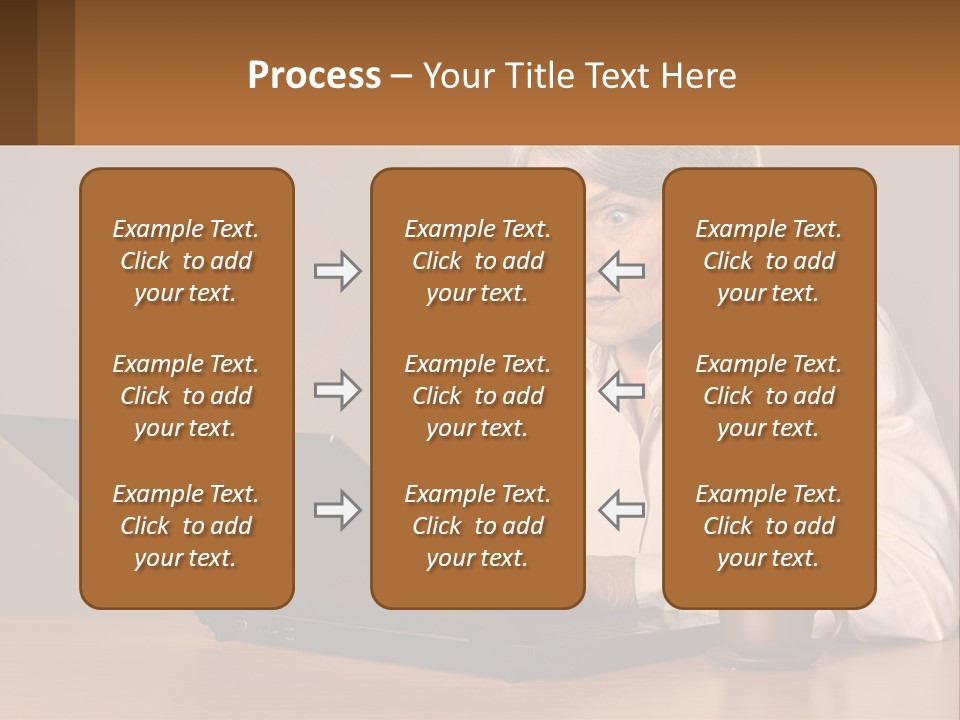 A Woman Sitting At A Table With A Laptop In Front Of Her PowerPoint Template
