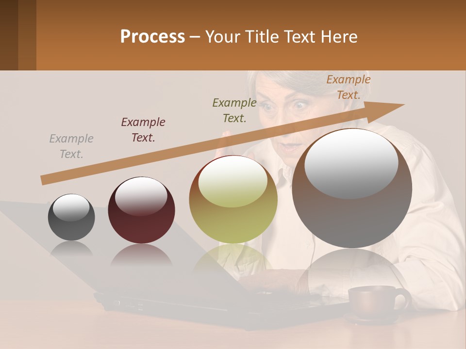 A Woman Sitting At A Table With A Laptop In Front Of Her PowerPoint Template