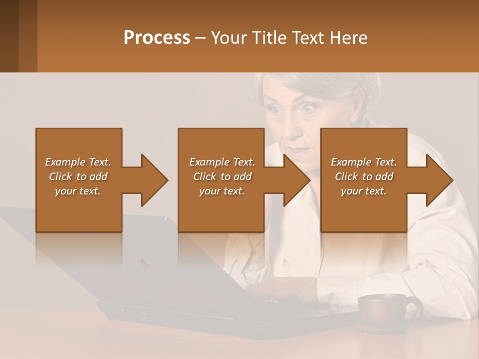 A Woman Sitting At A Table With A Laptop In Front Of Her PowerPoint Template