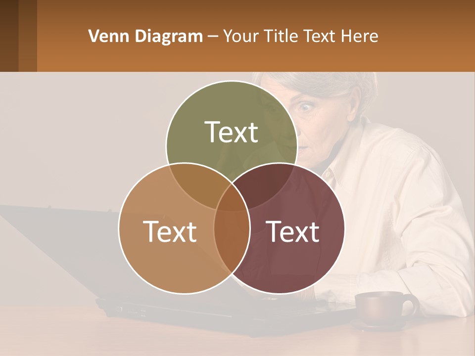 A Woman Sitting At A Table With A Laptop In Front Of Her PowerPoint Template