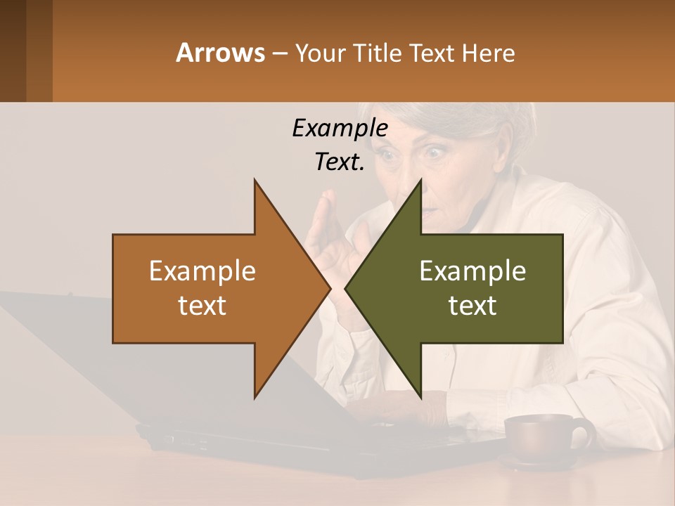 A Woman Sitting At A Table With A Laptop In Front Of Her PowerPoint Template