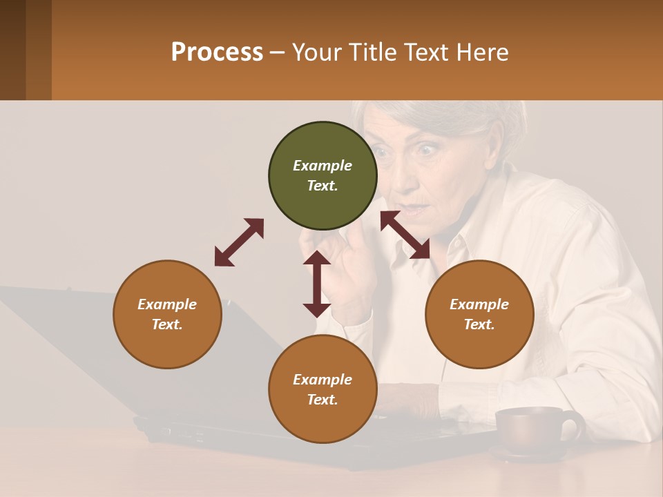 A Woman Sitting At A Table With A Laptop In Front Of Her PowerPoint Template