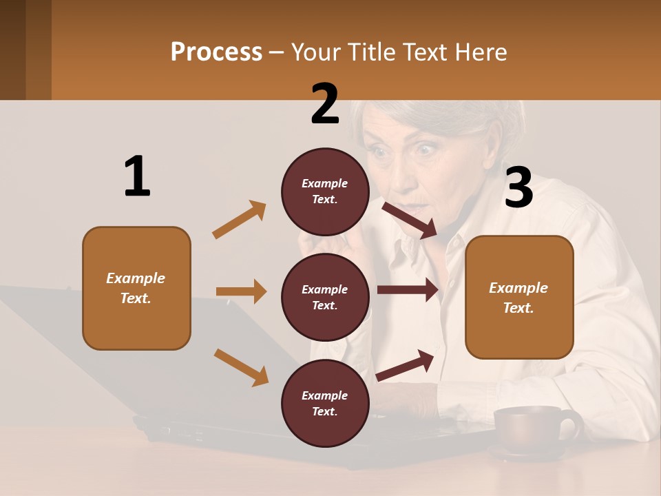 A Woman Sitting At A Table With A Laptop In Front Of Her PowerPoint Template