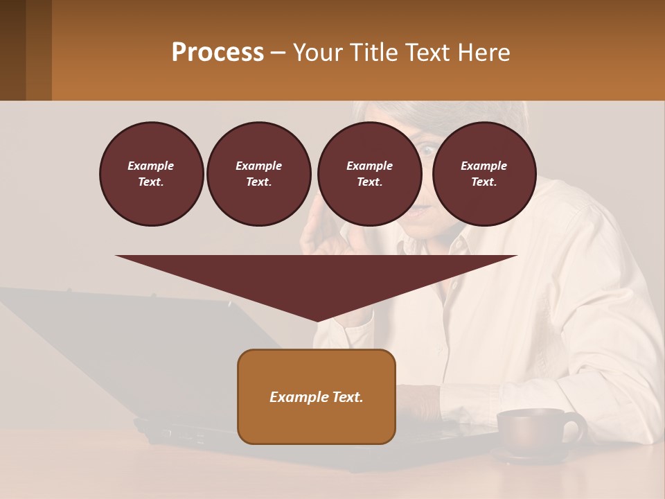 A Woman Sitting At A Table With A Laptop In Front Of Her PowerPoint Template