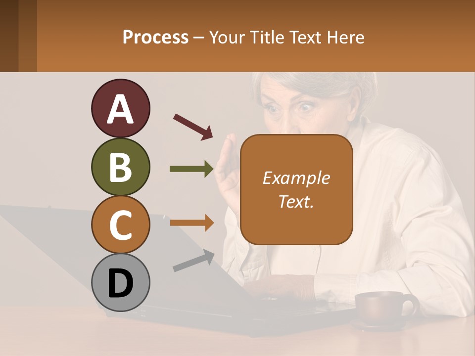 A Woman Sitting At A Table With A Laptop In Front Of Her PowerPoint Template