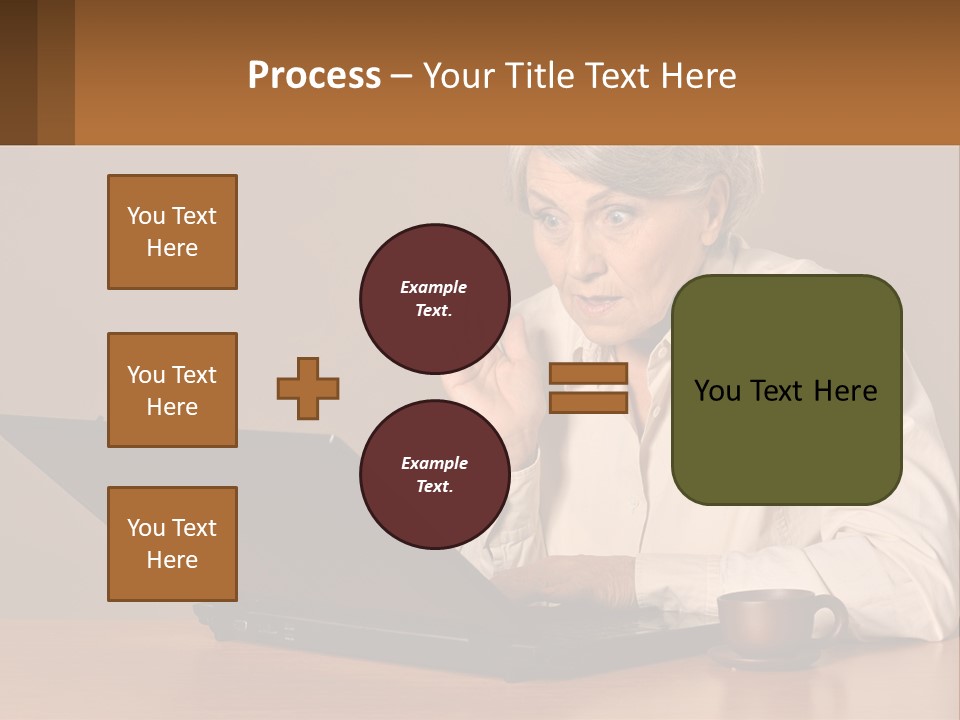 A Woman Sitting At A Table With A Laptop In Front Of Her PowerPoint Template