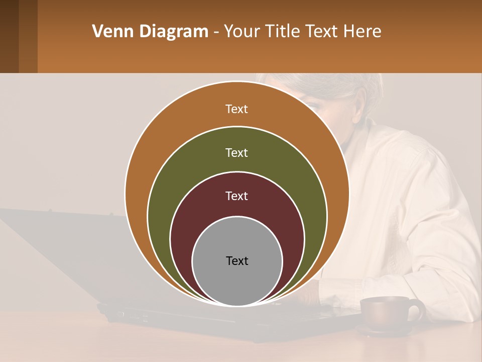 A Woman Sitting At A Table With A Laptop In Front Of Her PowerPoint Template