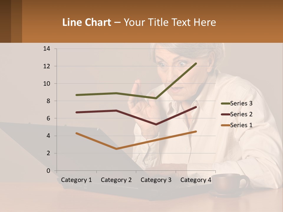 A Woman Sitting At A Table With A Laptop In Front Of Her PowerPoint Template