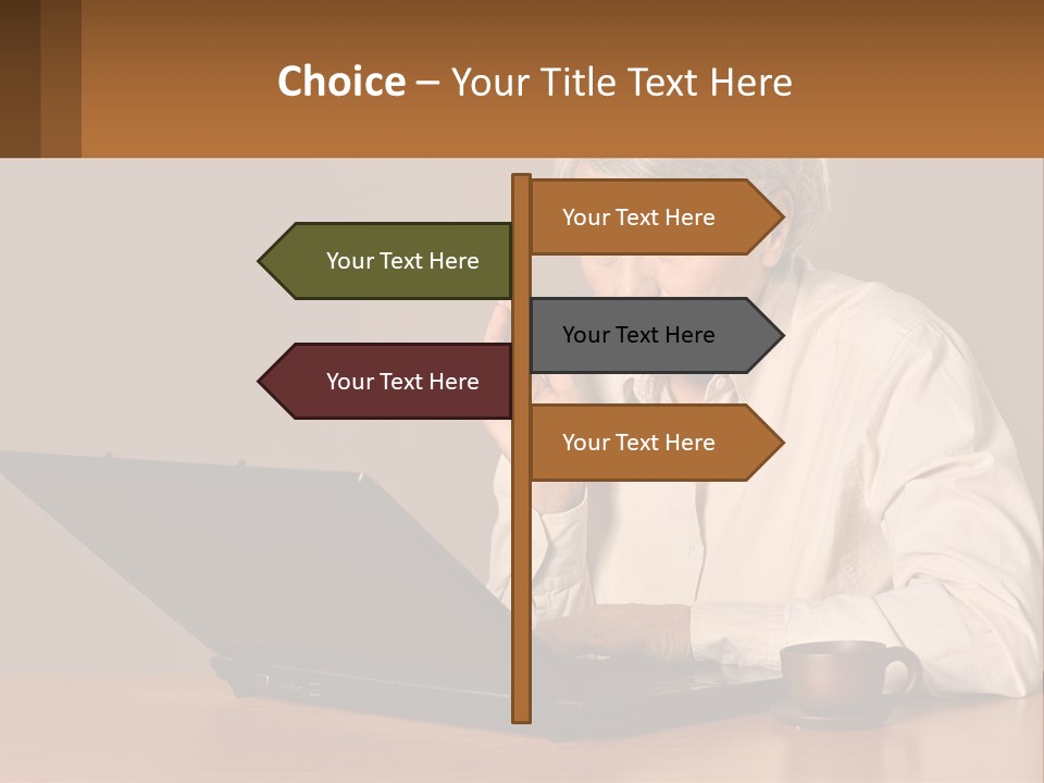 A Woman Sitting At A Table With A Laptop In Front Of Her PowerPoint Template