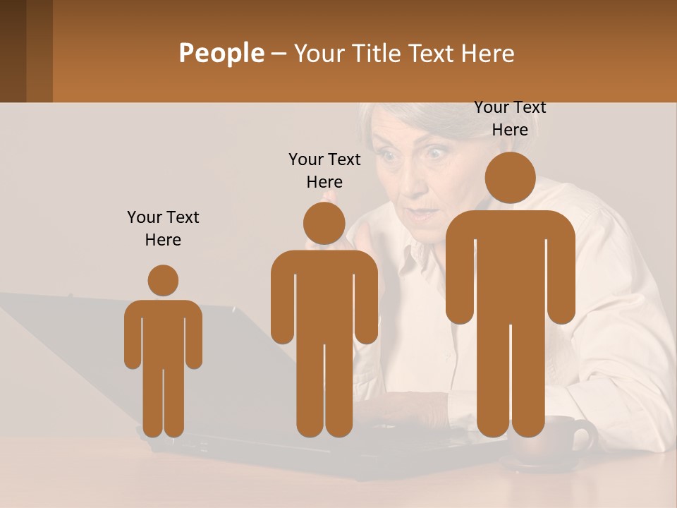 A Woman Sitting At A Table With A Laptop In Front Of Her PowerPoint Template