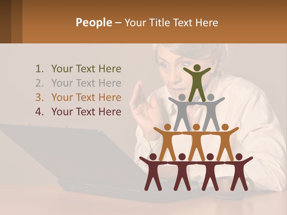 A Woman Sitting At A Table With A Laptop In Front Of Her PowerPoint Template