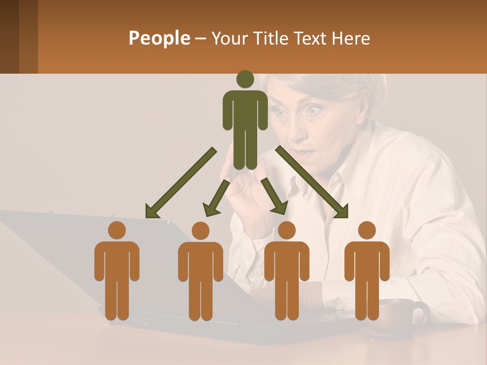 A Woman Sitting At A Table With A Laptop In Front Of Her PowerPoint Template