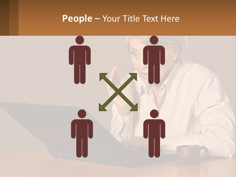 A Woman Sitting At A Table With A Laptop In Front Of Her PowerPoint Template