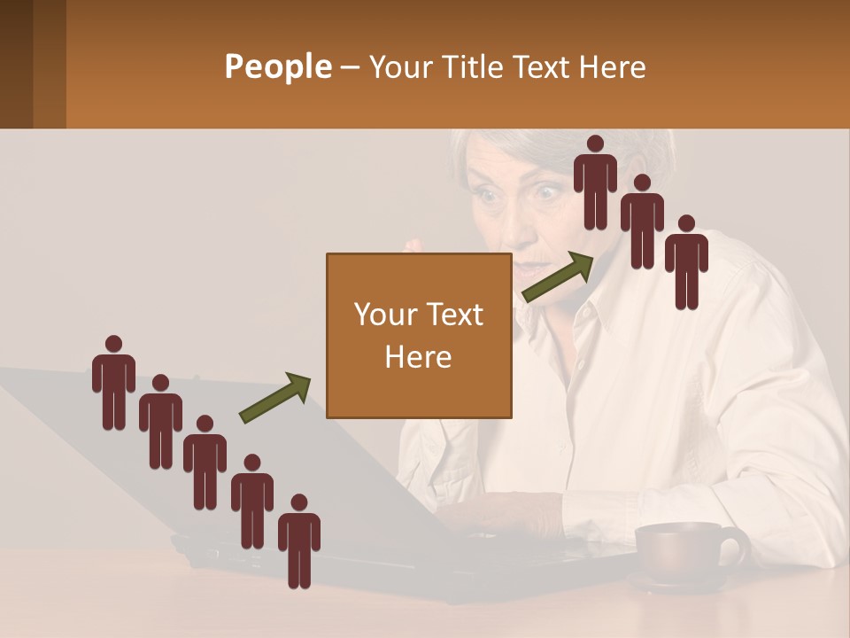 A Woman Sitting At A Table With A Laptop In Front Of Her PowerPoint Template