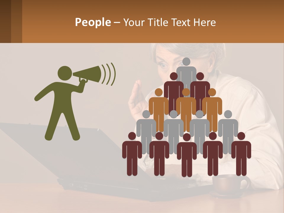 A Woman Sitting At A Table With A Laptop In Front Of Her PowerPoint Template