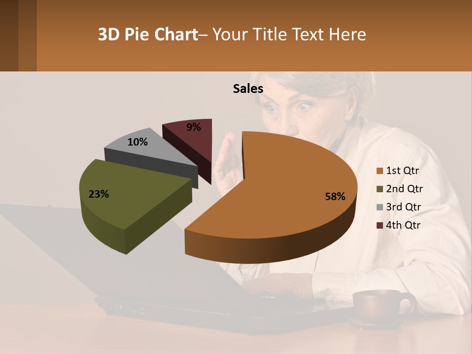 A Woman Sitting At A Table With A Laptop In Front Of Her PowerPoint Template
