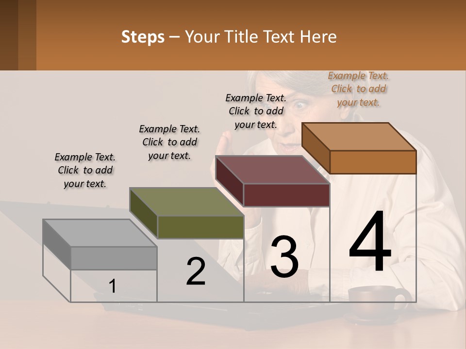 A Woman Sitting At A Table With A Laptop In Front Of Her PowerPoint Template