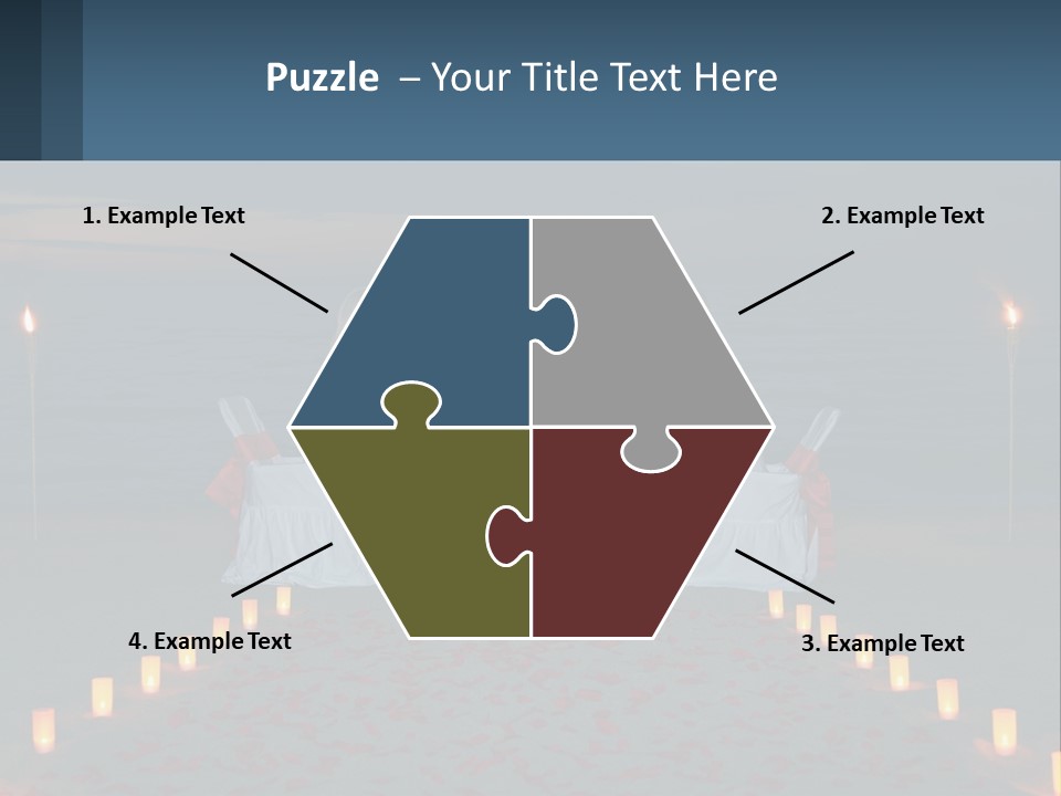 A Man And Woman Sitting At A Table On The Beach PowerPoint Template