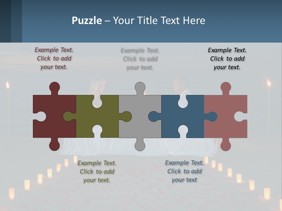 A Man And Woman Sitting At A Table On The Beach PowerPoint Template