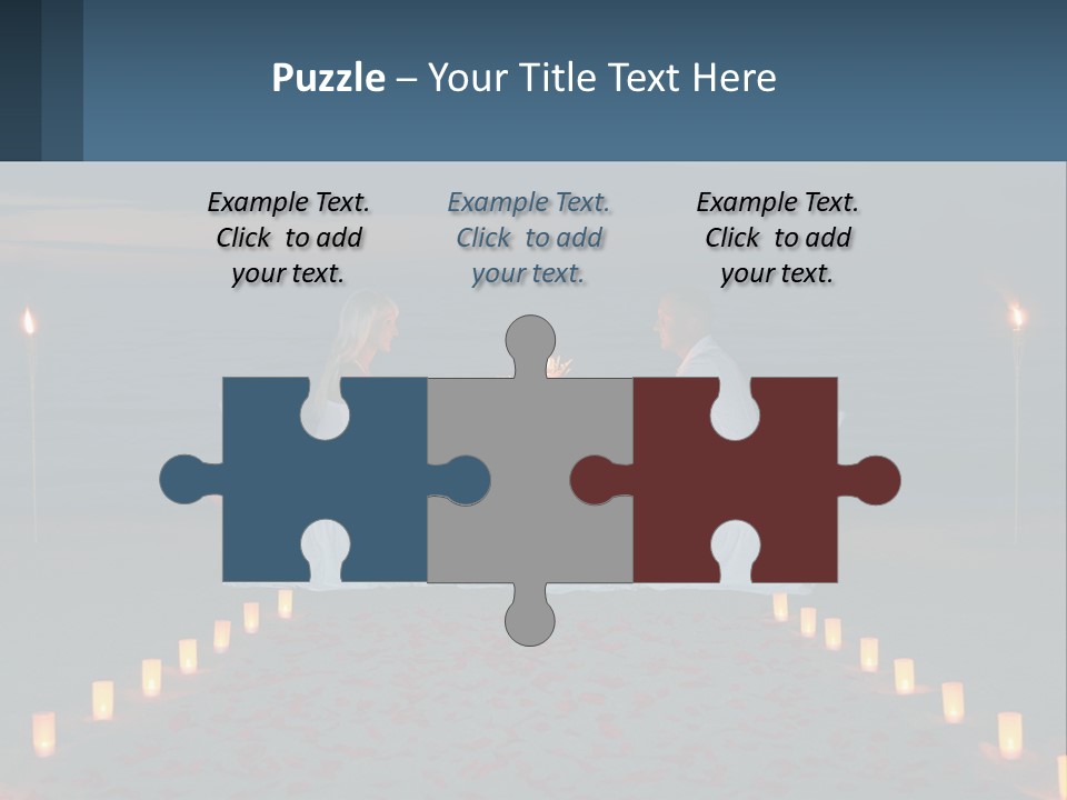 A Man And Woman Sitting At A Table On The Beach PowerPoint Template