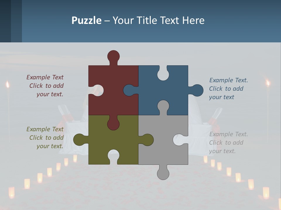 A Man And Woman Sitting At A Table On The Beach PowerPoint Template