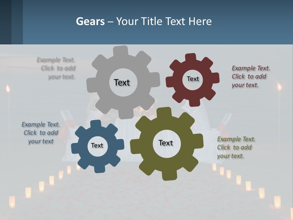 A Man And Woman Sitting At A Table On The Beach PowerPoint Template