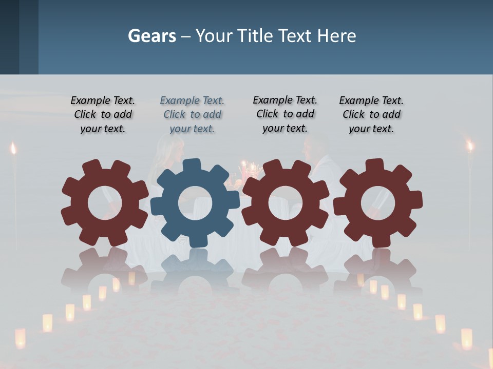 A Man And Woman Sitting At A Table On The Beach PowerPoint Template