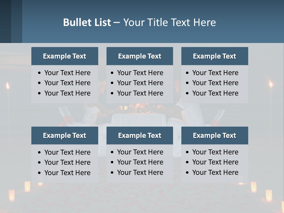 A Man And Woman Sitting At A Table On The Beach PowerPoint Template