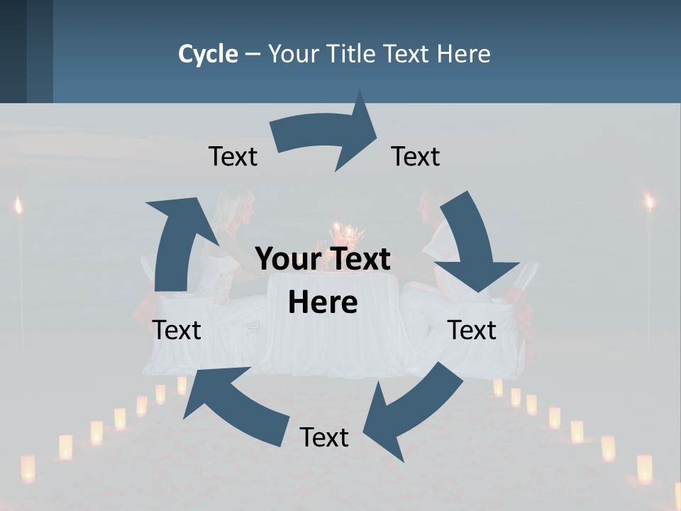 A Man And Woman Sitting At A Table On The Beach PowerPoint Template