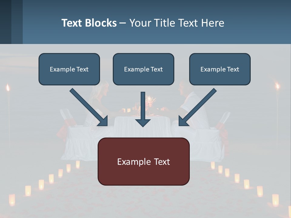 A Man And Woman Sitting At A Table On The Beach PowerPoint Template