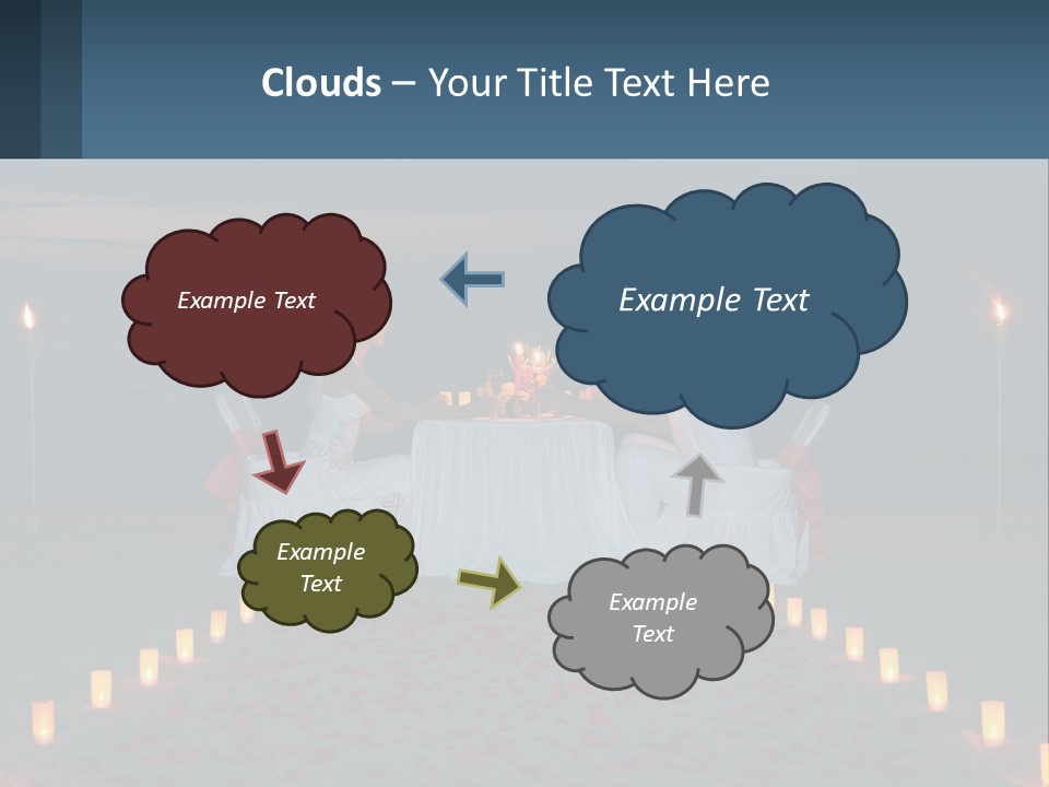 A Man And Woman Sitting At A Table On The Beach PowerPoint Template