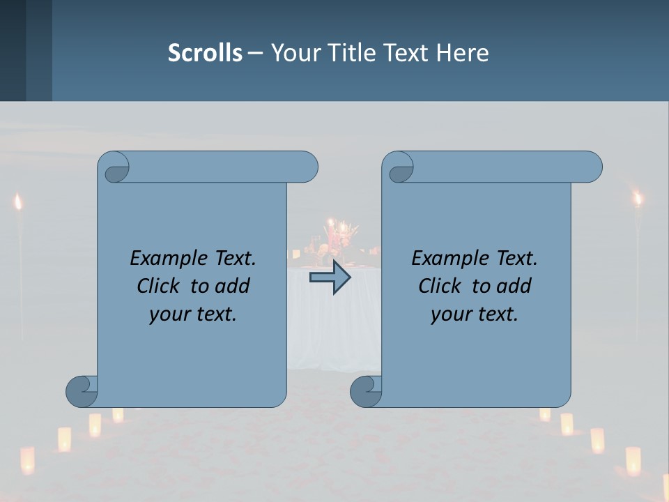 A Man And Woman Sitting At A Table On The Beach PowerPoint Template