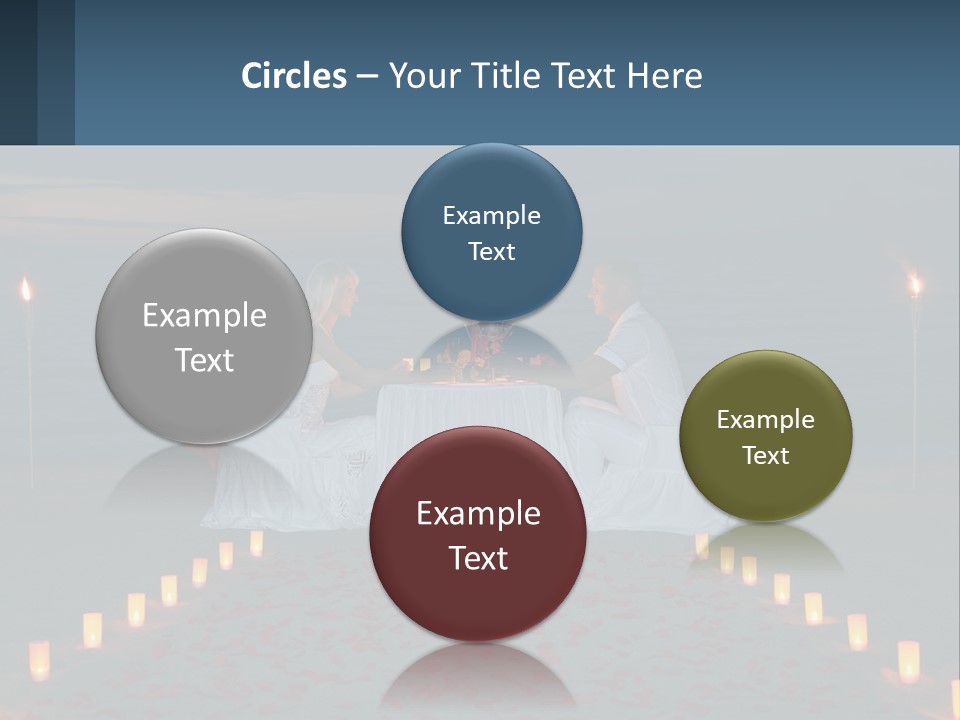 A Man And Woman Sitting At A Table On The Beach PowerPoint Template