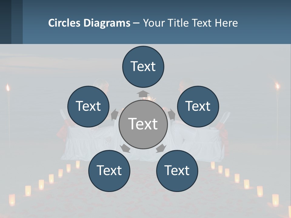 A Man And Woman Sitting At A Table On The Beach PowerPoint Template