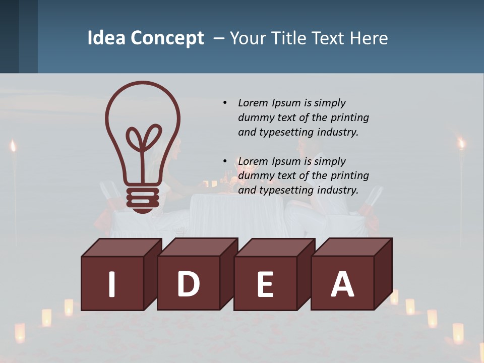 A Man And Woman Sitting At A Table On The Beach PowerPoint Template