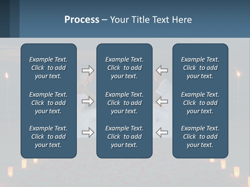 A Man And Woman Sitting At A Table On The Beach PowerPoint Template