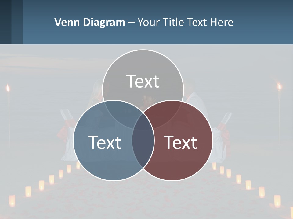 A Man And Woman Sitting At A Table On The Beach PowerPoint Template