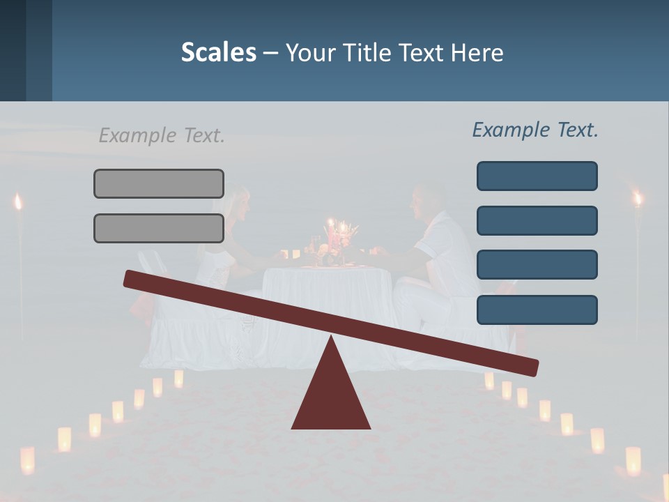 A Man And Woman Sitting At A Table On The Beach PowerPoint Template