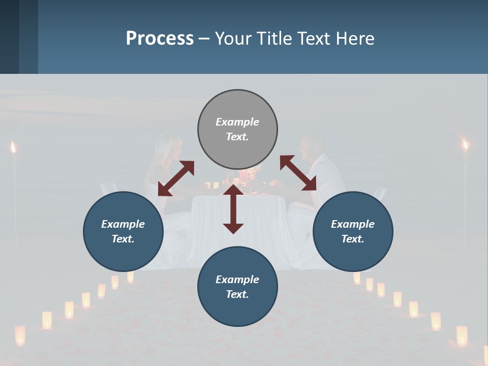 A Man And Woman Sitting At A Table On The Beach PowerPoint Template