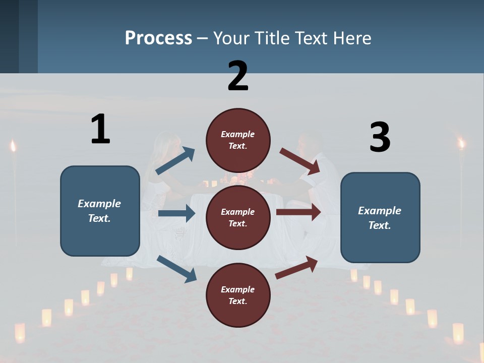 A Man And Woman Sitting At A Table On The Beach PowerPoint Template