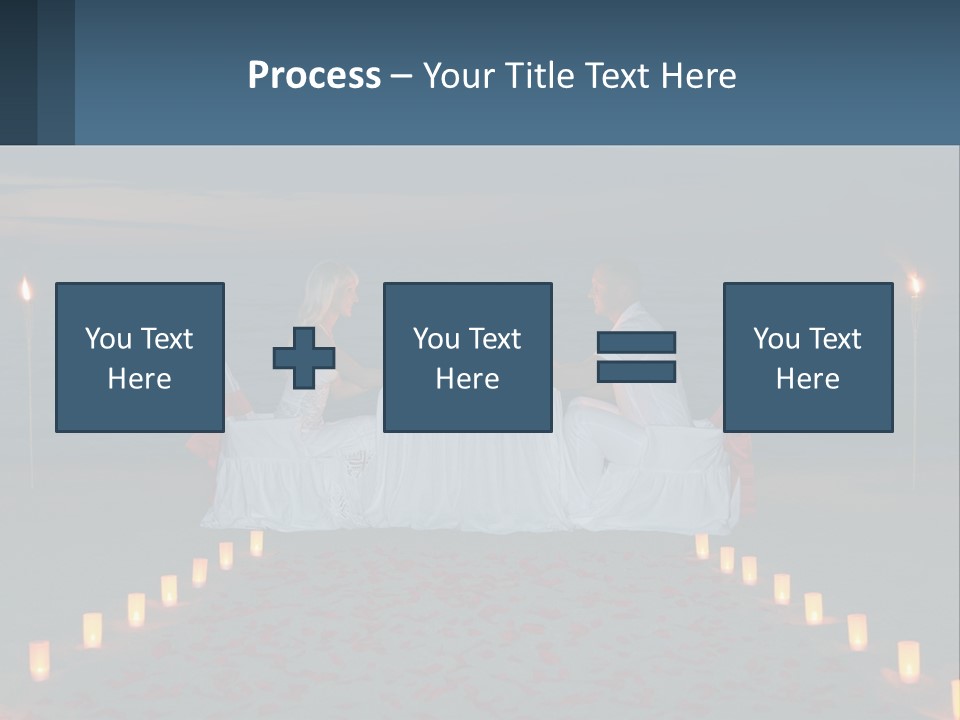 A Man And Woman Sitting At A Table On The Beach PowerPoint Template