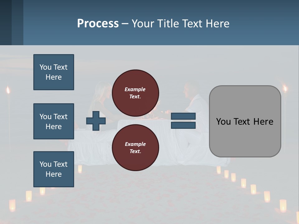 A Man And Woman Sitting At A Table On The Beach PowerPoint Template