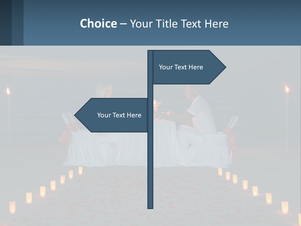 A Man And Woman Sitting At A Table On The Beach PowerPoint Template