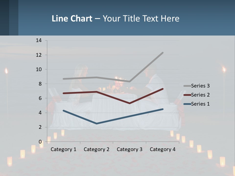 A Man And Woman Sitting At A Table On The Beach PowerPoint Template