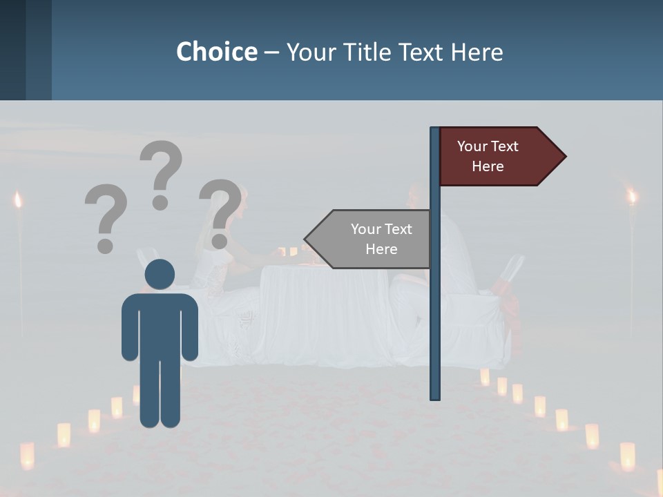 A Man And Woman Sitting At A Table On The Beach PowerPoint Template