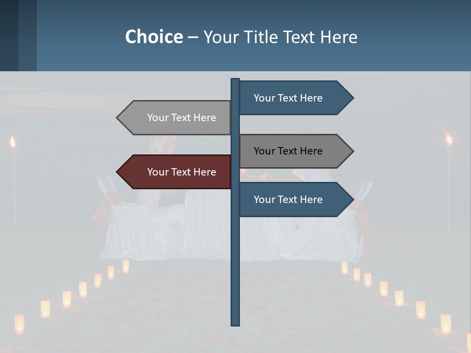 A Man And Woman Sitting At A Table On The Beach PowerPoint Template