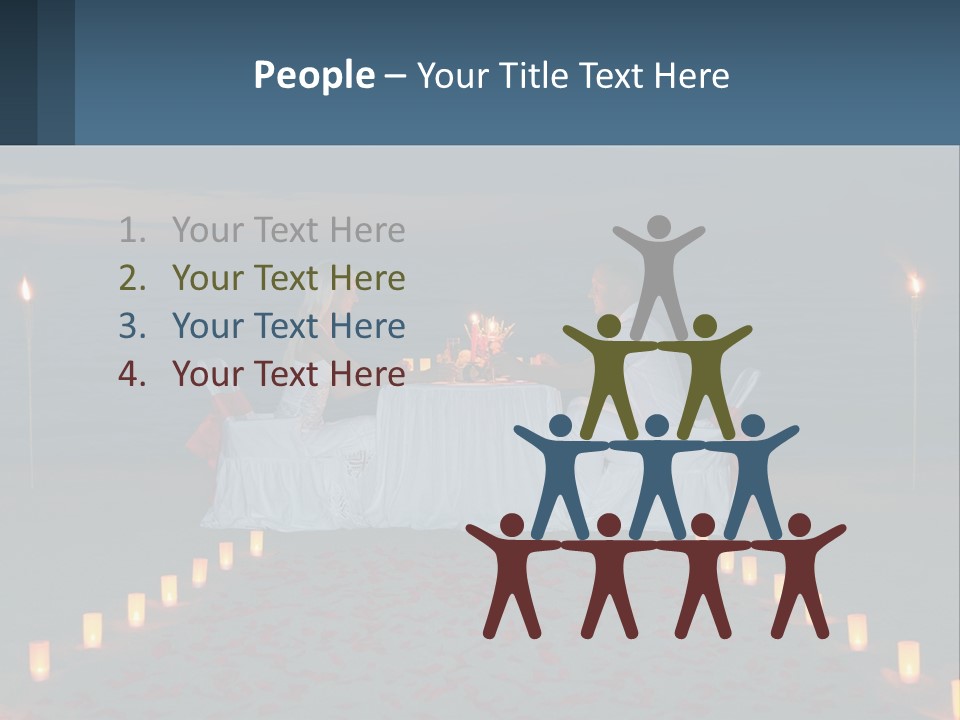 A Man And Woman Sitting At A Table On The Beach PowerPoint Template