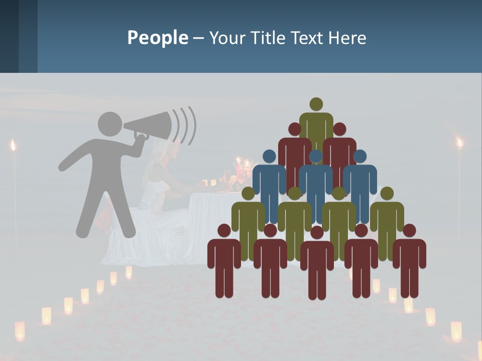 A Man And Woman Sitting At A Table On The Beach PowerPoint Template