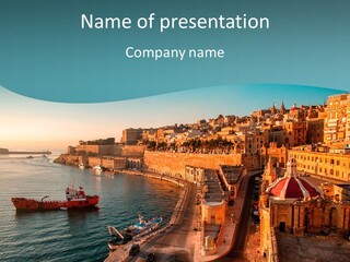 A Large Body Of Water Next To A City PowerPoint Template