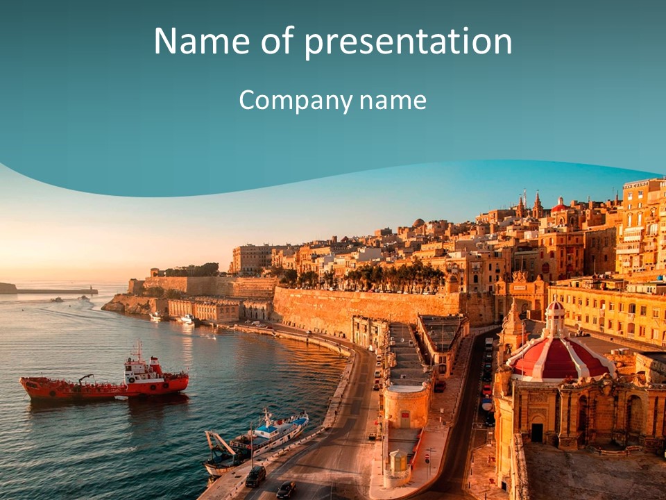 A Large Body Of Water Next To A City PowerPoint Template